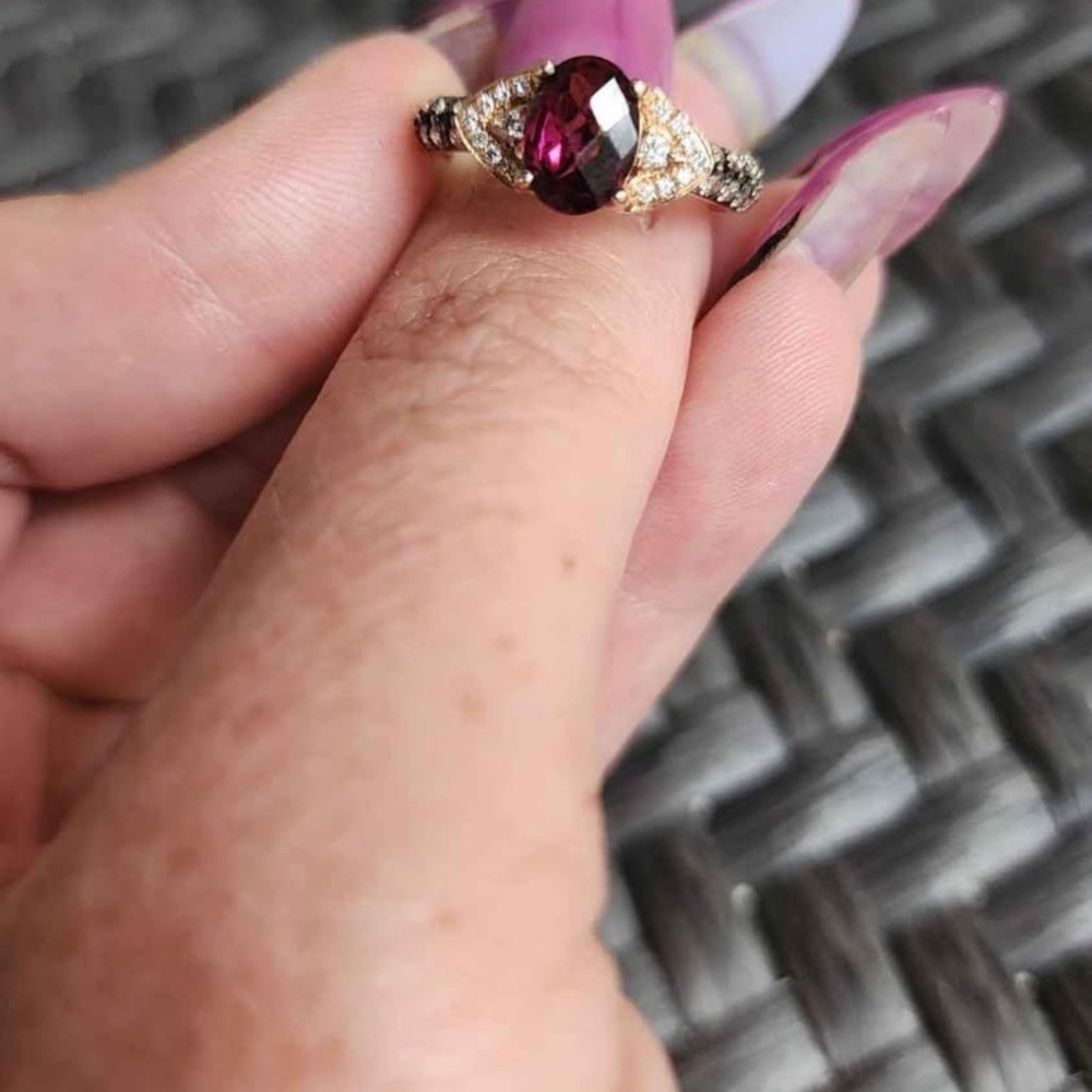 Levian raspberry Rhodalite and diamond ring